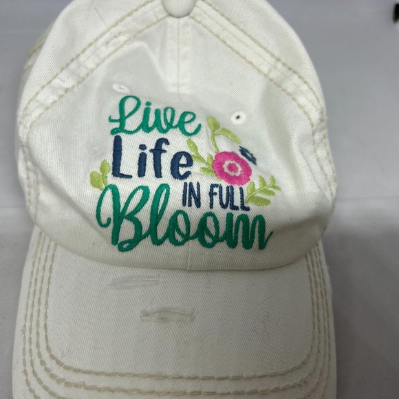 KBethos Vintage White‎ Ball Cap "Live Life in Full Bloom" OS - Picture 9 of 9